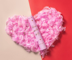 Пневмохлопушка, Конфетти перья, Розовый, 28 см, 1 шт.