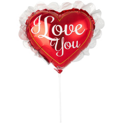 A Шар (12"/30 см) Мини-фигура, Сердце, Красный, Кружево, 1 шт.